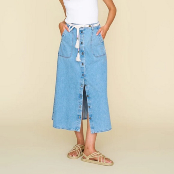 Xirena Gerri Button Down Denim Midi Shirt - Picture 1 of 12